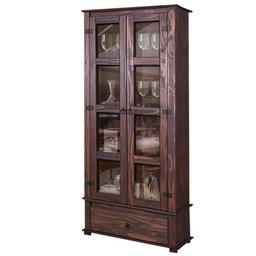 Cristaleira Rústica Para Sala De Jantar Madeira Maciça 2 Portas Imbuia Shop JM - 2