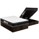 Ver imagem 1 de Cama Box Baú Queen: Colchão Espuma D33 Castor Black e White Air Pillow + Base Brown(158x198)