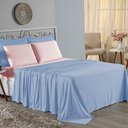 Ver imagem 1 de Jogo de Cama Casal Viúva Nobre 4 Peças Malha 100% Algodão - Azul-bebê / Rosa