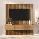 Ver imagem 1 de Rack com Painel Ripado TV 60 Polegadas Planejado 160x180cm Aruá CabeCasa MadeiraOriginals Marrom