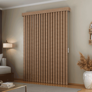 Persiana Vertical em Tecido Blackout com Bando Crisdan Largura 1,60 X 1,40 Altura Bege Mescla