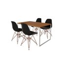 Ver imagem 2 de Mesa Industrial Base Ferro Branco Tampo 137x90 Canela 4 Cadeiras Eames Ferro Cobre Assento Preto