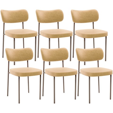 Kit 08 Cadeiras Estofadas para Sala de Jantar Melina Base Arena L02 Couríssimo Fendi - Lyam Decor