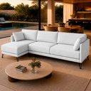 Ver imagem 3 de Sofá Sala de Estar Atena Chaise Esquerdo Pés de Ferro 284cm 5 Lugares Bouclê Branco M1 - Monari Desi