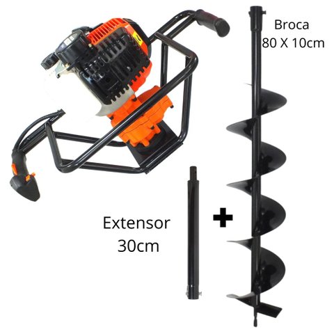 Perfurador de Solo Vulcan VPS520 Para Colocação de Cercas e Grades Broca 80x10cm + Extensor de