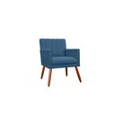 Ver imagem 1 de Poltrona Decorativa Cecília Suede Azul Marinho Pés Madeira Ms Decor