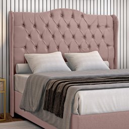Cabeceira Estofada 1.40 para Cama Box Casal Capitonê Dubai Veludo Inca Rosê - Lh Móveis - 3