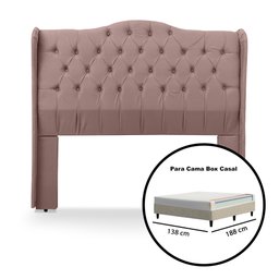 Cabeceira Estofada 1.40 para Cama Box Casal Capitonê Dubai Veludo Inca Rosê - Lh Móveis - 7