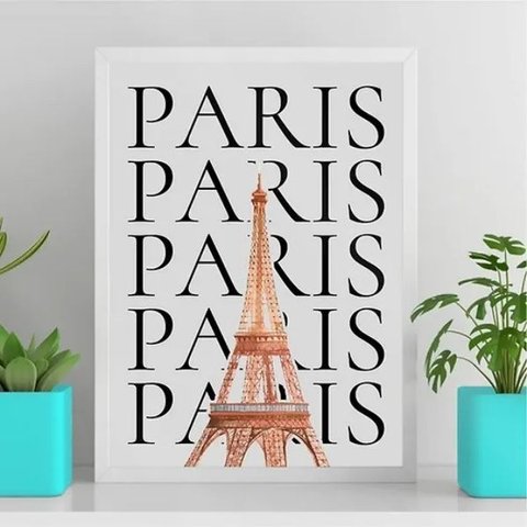 Quadro Decorativo Minimalista Paris 33x24cm:moldura Branca