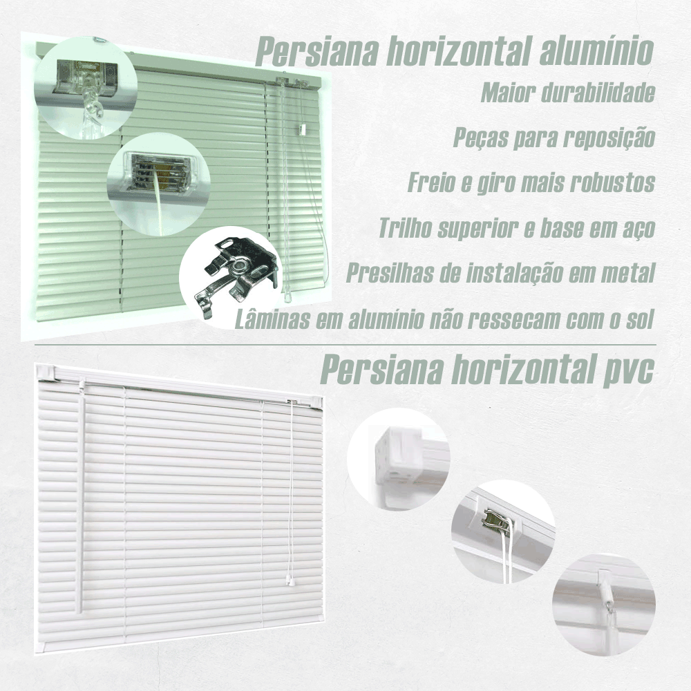 Persiana Horizontal 25mm Alumínio Crisdan sem Furos Aparente Largura 1 ...