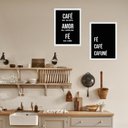 Ver imagem 2 de Kit 2 Quadros Cozinha Café e Fé 24x18cm - com Vidro:madeira Branca