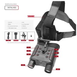 Binoculo Visao Noturna Infravermelho Zoom Foto Video Cartao Micro Sd Caça Pesca Escotismo Bateria Re - 3