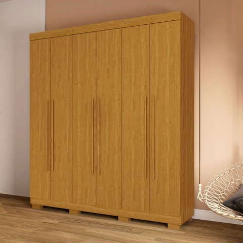 Guarda-Roupa Casal Paolla 6 Portas 2 Gavetas Cinamomo - ACP Móveis