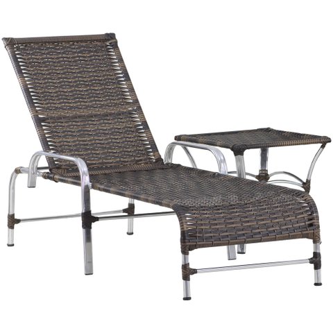 1 Cadeira Espreguiçadeira Catar e Mesa em Alumínio - Piscina, Jardim, Área - Trama Original