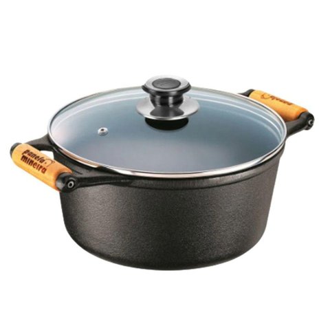 Panela Mineira de Ferro Fundido 3 Litros com Tampa de Vidro