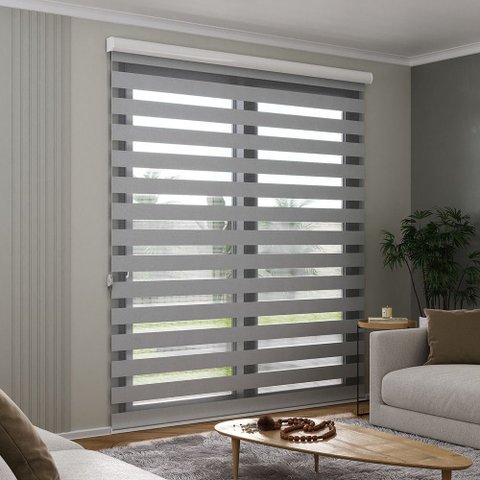 Persiana Rolô Double Vision com Perfil Frontal Crisdan 2,10 Largura X 2,20 Altura Cinza