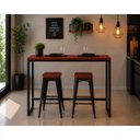 Ver imagem 2 de Mesa Jantar Aparador Bancada Alta Industrial 200x80cm Tampo Vermelho Pés Preto