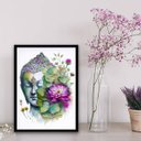 Ver imagem 2 de Quadro Aquarela Buda Com Flor De Lotus 45x34cm - com vidro:Madeira branca