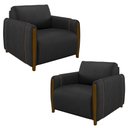 Ver imagem 1 de Kit 2 Poltronas Decorativas para Sala de Estar 98cm Amaranto M22 PU Preto - Mpozenato