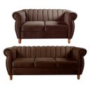 Ver imagem 2 de Conjunto Realeza 2 e 3 Lugares Cor:Veludo Marrom 260