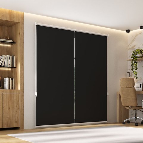 Persiana Rolô Pinpoint Blackout Crisdan 1,90 Largura X 2,30 Altura Preto