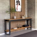 Ver imagem 1 de Aparador Sala Industrial MDF 180cm Freijó com Preto Fosco Pradel Móveis