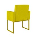 Ver imagem 2 de Kit 2 Poltrona Cadeira Decorativa Recepção Base Ferro Dourado Cor:amarelo