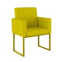 Ver imagem 4 de Kit 2 Poltrona Cadeira Decorativa Recepção Base Ferro Dourado Cor:amarelo