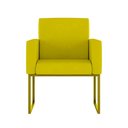 Ver imagem 3 de Kit 2 Poltrona Cadeira Decorativa Recepção Base Ferro Dourado Cor:amarelo