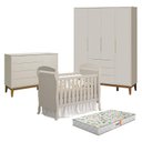 Ver imagem 1 de Quarto de Bebê 4 Portas com Cômoda com Porta Elfe Classic e Berço Americano Danny Areia Acetinado