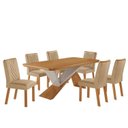 Ver imagem 2 de Conjunto Mesa de Jantar Mesa com 6 Cadeiras MDF Kate Marrom Off White