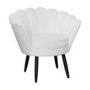 Ver imagem 2 de Conjunto Poltrona Estofada Com Puff Sala de Estar Pétala Suede Branco - LM DECOR