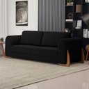 Ver imagem 2 de Sofá Living Bloom 180cm 02 Lugares com Pés de Madeira Bouclê Preto - Desk Design