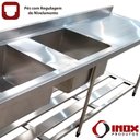Ver imagem 6 de Pia Inox com Prateleira Gradeada e 2 Cubas - Modelo 05 - Inox 430 - 130x60x90 Cm - Cubas 50x40x30 Cm