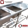 Pia Inox com Prateleira Gradeada e 2 Cubas - Modelo 05 - Inox 430 - 130x60x90 Cm - Cubas 50x40x30 Cm - 6