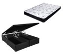 Ver imagem 1 de Cama Box Baú Casal Bi-Partido Green Preto + Colchão Espuma D33 138x188x15