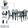 Conjunto Sala de Jantar Mesa Sara com 6 Cadeiras Diva 1,40m Granito Preto Craquelado/folha Artefamol - 8