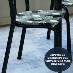 Conjunto Sala de Jantar Mesa Sara com 6 Cadeiras Diva 1,40m Granito Preto Craquelado/folha Artefamol - 7 Conjunto Sala de Jantar Mesa Sara com 6 Cadeiras Diva 1,40m Granito Preto Craquelado/folha Artefamol - 7