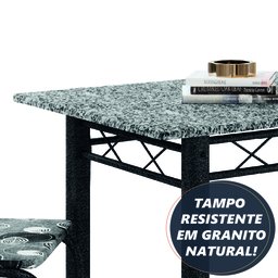Conjunto Sala de Jantar Mesa Sara com 6 Cadeiras Diva 1,40m Granito Preto Craquelado/folha Artefamol - 5 Conjunto Sala de Jantar Mesa Sara com 6 Cadeiras Diva 1,40m Granito Preto Craquelado/folha Artefamol - 5