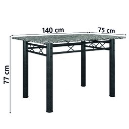 Conjunto Sala de Jantar Mesa Sara com 6 Cadeiras Diva 1,40m Granito Preto Craquelado/folha Artefamol - 3 Conjunto Sala de Jantar Mesa Sara com 6 Cadeiras Diva 1,40m Granito Preto Craquelado/folha Artefamol - 3