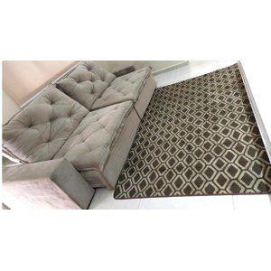 TAPETE JACQUARD SALA LUXUOSO 2,00X2,30- LOSANGO BEGE ESCURO