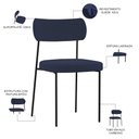Ver imagem 4 de Cadeira Decorativa Estofada para Sala de Jantar Melina L02 Suede Azul Marinho - Lyam Decor