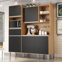 Ver imagem 2 de Cozinha Compacta Isabel 5 Portas e 1 Gaveta Amêndoa/preto - Ajl Móveis