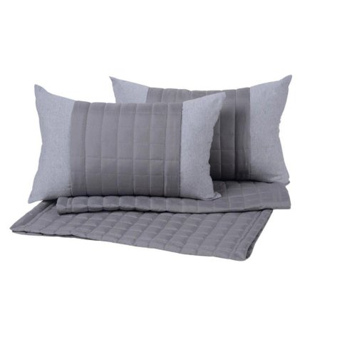 Peseira King Aurora 5 Peças Percal Cinza
