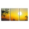 Quadro Decorativo 80x140 silhueta de folhas céu amarelo - 1