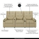 Ver imagem 3 de Poltrona do Papai Reclinável Sala de Cinema Movie 3 Lugares Manual Baú USB Veludo Bege Gran Belo Mov