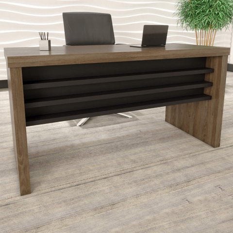 Mesa para Escritório Tamburato Charuto/preto - Artany Móveis