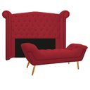 Ver imagem 1 de Kit Cabeceira 160 cm Suede + Calçadeira Madrid Vermelho