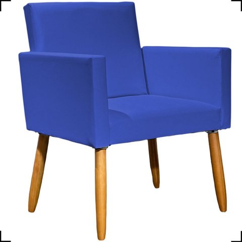 Poltrona Decorativa para Sala Recepção Consultório Nina Material Sintético Cores Pé Palito Castanho