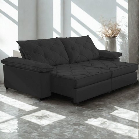Sofá Retrátil e Reclinável 2,30m Clara | Conforto Premium e Design Elegante Grafite